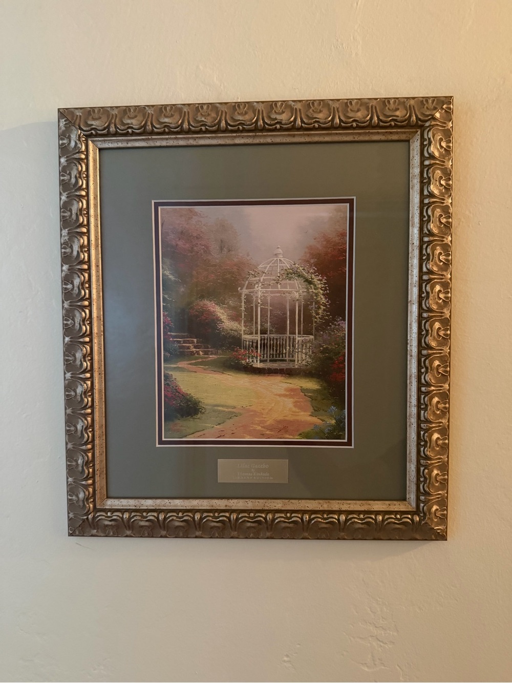 "Lilac Gazebo" Thomas Kinkade 16” by 18” Framed Lithograph